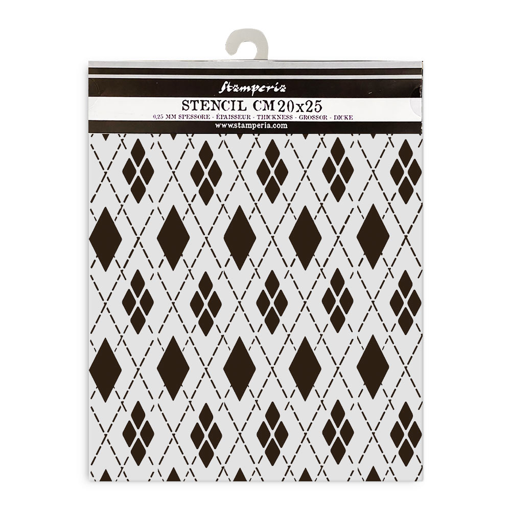 Thick Mix Media Stencil Master of Magic rhomvous pattern 25x20cm - Stamperia