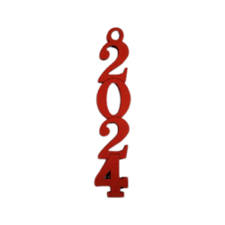 Ξύλινο Διακοσμητικό 2024 όρθιο Κόκκινο 4x0.8cm σετ 12 τεμάχια
