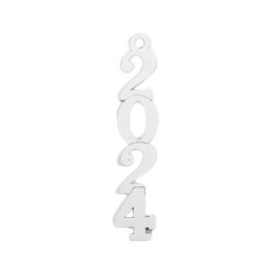 Ξύλινο Διακοσμητικό 2024 όρθιο Λευκό 4x0.8cm σετ 12 τεμάχια