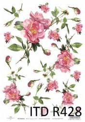 Ριζόχαρτο ITD ροζ λουλούδια - 29.7x21cm