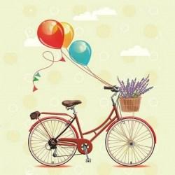 Χαρτοπετσέτα για Decoupage - 1 τεμ. ποδήλατο με μπαλόνια