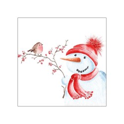 Χαρτοπετσέτα για Decoupage Χριστουγεννιάτικη Χιονάνθρωπος Πουλάκι - 1 τεμ.