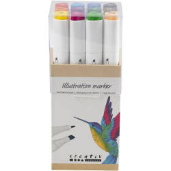 Μαρκαδόροι για ζωγραφική Illustration markers  1mm + 8mm  12 τεμάχια 