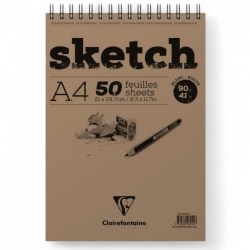 Clairefontaine Μπλοκ Σχεδίου Sketch Σπιράλ 50 φύλλων A4 (21x29,7cm) 90gr