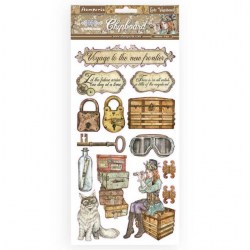 Διακοσμητικά chipboard έγχρωμα Lady Vagabond 30x15cm Stamperia