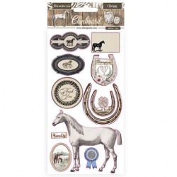 Διακοσμητικά chipboard έγχρωμα Romantic Horses 30x15cm Stamperia