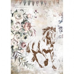Ριζόχαρτο Λουλούδια Άλογο A4 Stamperia
