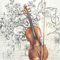Χαρτοπετσέτα για Decoupage Βιολί Λουλούδια - 1 τεμ.