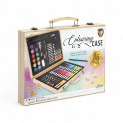 Moxy Ξύλινη Βαλίτσα 33x23x5cm με 86 Τεμάχια Ζωγραφικής