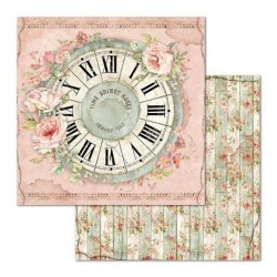 Χαρτί Scrapbooking  Διπλής Όψεως Λουλούδια και ρολόι 30.5x30.5cm  Stamperia