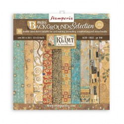 Σετ 10 Χαρτιά Scrapbooking Maxi Background Klimt 31x31x0.6cm 190gr Stamperia
