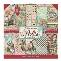 Σετ 10 Χαρτιά Scrapbooking Alice in Wonderland 31x31x0.6cm  190gr Stamperia