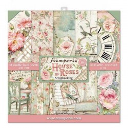 Σετ 10 Χαρτιά Scrapbooking House of Roses 31x31x0.6cm  190gr Stamperia