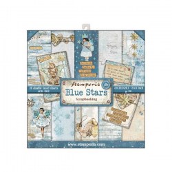 Σετ 10 Χαρτιά Scrapbooking Blue Stars 20.5x20.5x0.6cm  190gr Stamperia