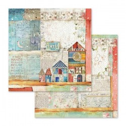 Χαρτι Scrapbooking  Διπλής Όψεως Σπιτάκια με Patchwork 30.5x30.5cm  Stamperia