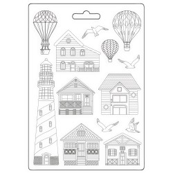 Καλούπι Σιλικόνης  Sea Land - Houses and Lighthouse A4 Stamperia