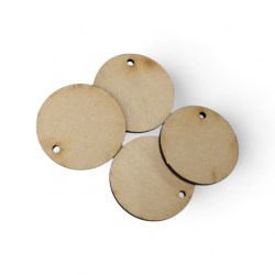 Ξύλινα Κυκλικά Μενταγιόν 3.5cm – Σετ 4 τεμ. για Χειροτεχνίες