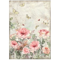 Ριζόχαρτο House of Roses - Roses and butterfly A4 Stamperia