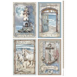 Ριζόχαρτο Silent Sea - 4 cards A4 Stamperia