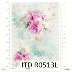 Ριζόχαρτο Decoupage A3 – Ακουαρέλα με Τριαντάφυλλα σε Παλέτα Ροζ & Τιρκουάζ ITD