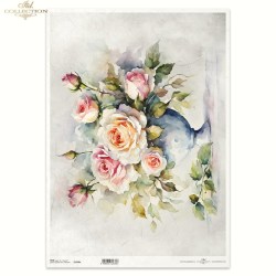 Ριζόχαρτο A3 με Τριαντάφυλλα και Βάζο – ITD Collection