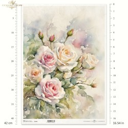 Ριζόχαρτο A3 με Ροζ & Εκρού Τριαντάφυλλα – ITD Collection