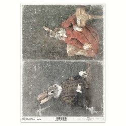 Ριζόχαρτο A4 Decoupage – Αναγεννησιακοί Λαγοί Πορτρέτο ITD R1814