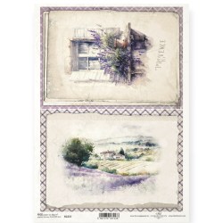 Ριζόχαρτο A4 Provence – Παράθυρο και Λεβάντα ITD R2237 για Decoupage