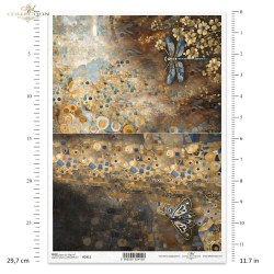 Ριζόχαρτο Decoupage A4 – Καλλιτεχνικό Φόντο με Χρυσές Λεπτομέρειες