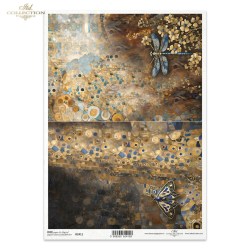 Ριζόχαρτο Decoupage A4 – Καλλιτεχνικό Φόντο με Χρυσές Λεπτομέρειες