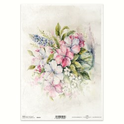 Ριζόχαρτο Decoupage A4 – Ρομαντικό Μπουκέτο με Ροζ & Λευκά Λουλούδια