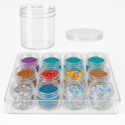 Set Πλαστικό Κουτί 16x12x5cm με 12 Βαζάκια Χειροτεχνίας 