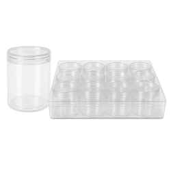 Set Πλαστικό Κουτί 16x12x5cm με 12 Βαζάκια Χειροτεχνίας 