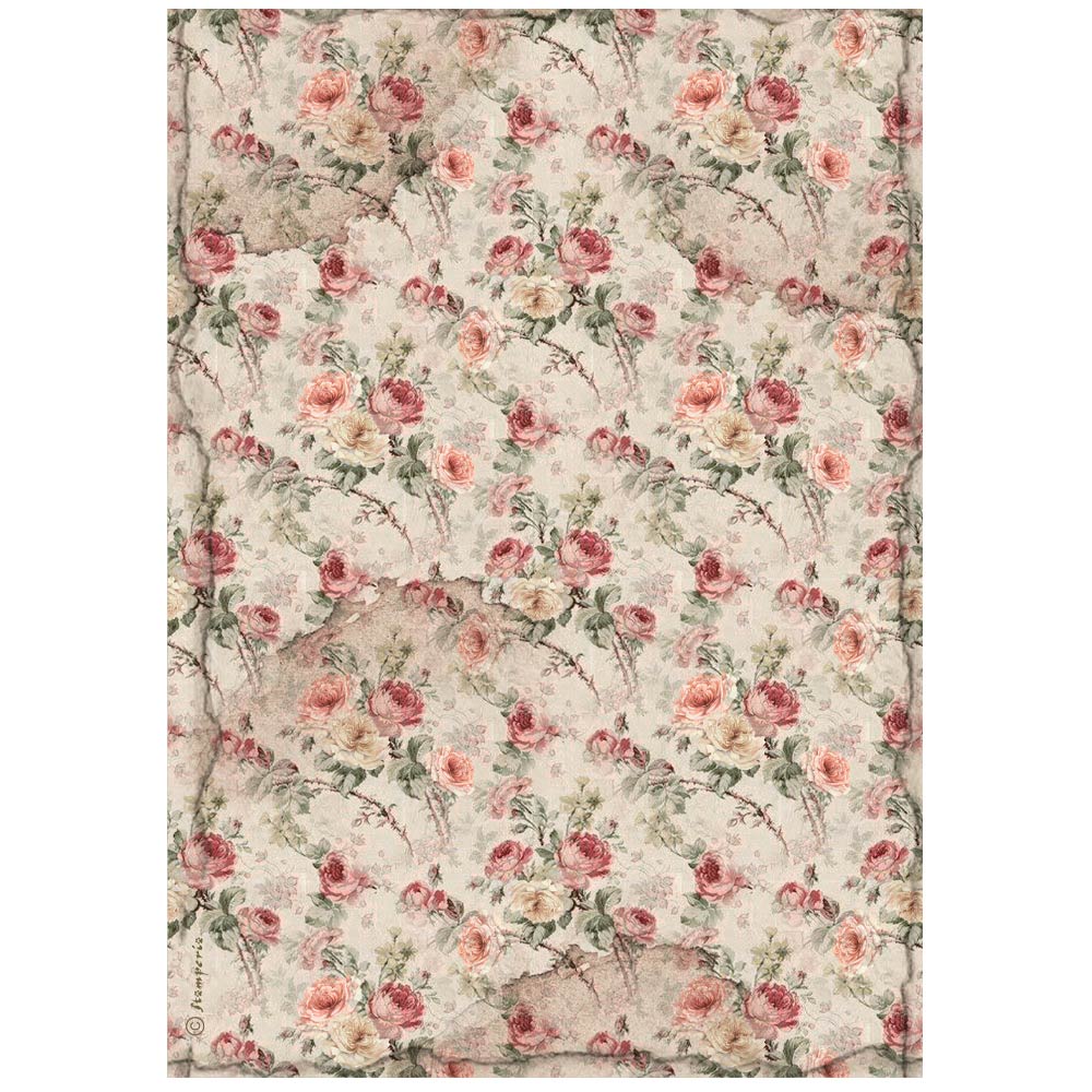 Ριζόχαρτο House of Roses - fabric A4 Stamperia