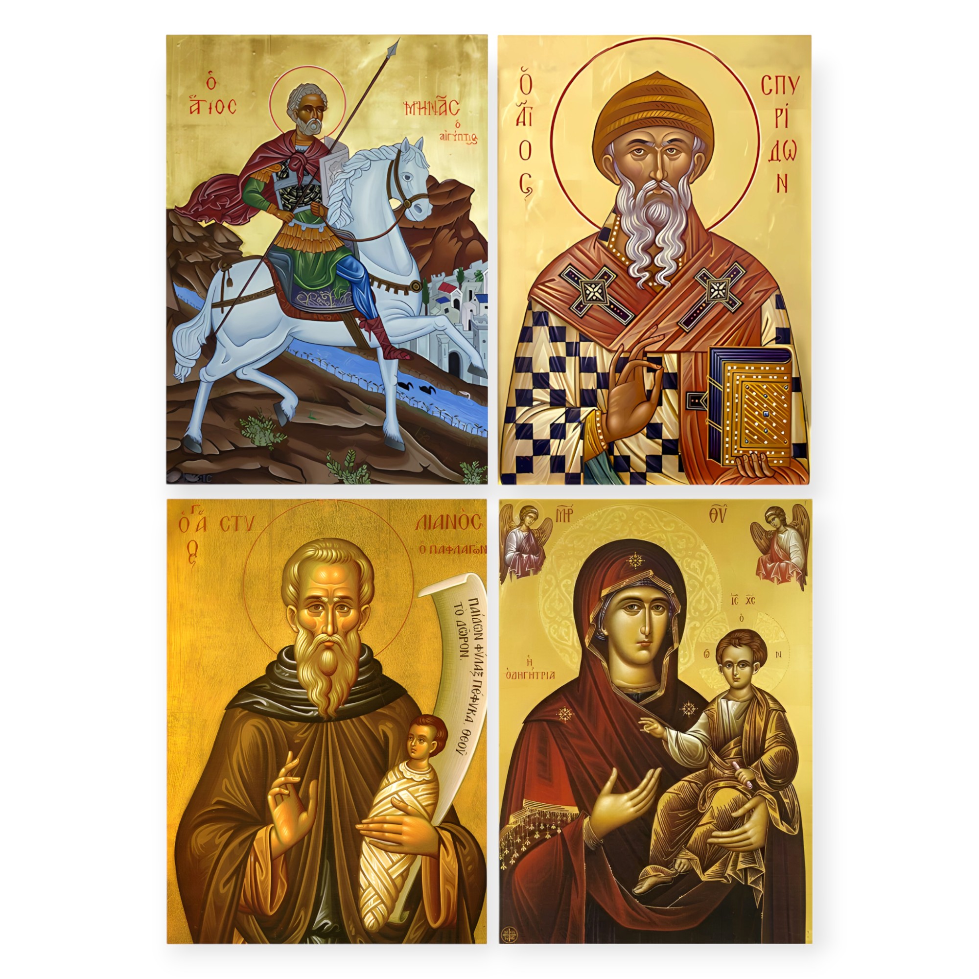 Ριζόχαρτο Decoupage A3 – Άγιοι Μηνάς, Στυλιανός, Σπυρίδων & Παναγία
