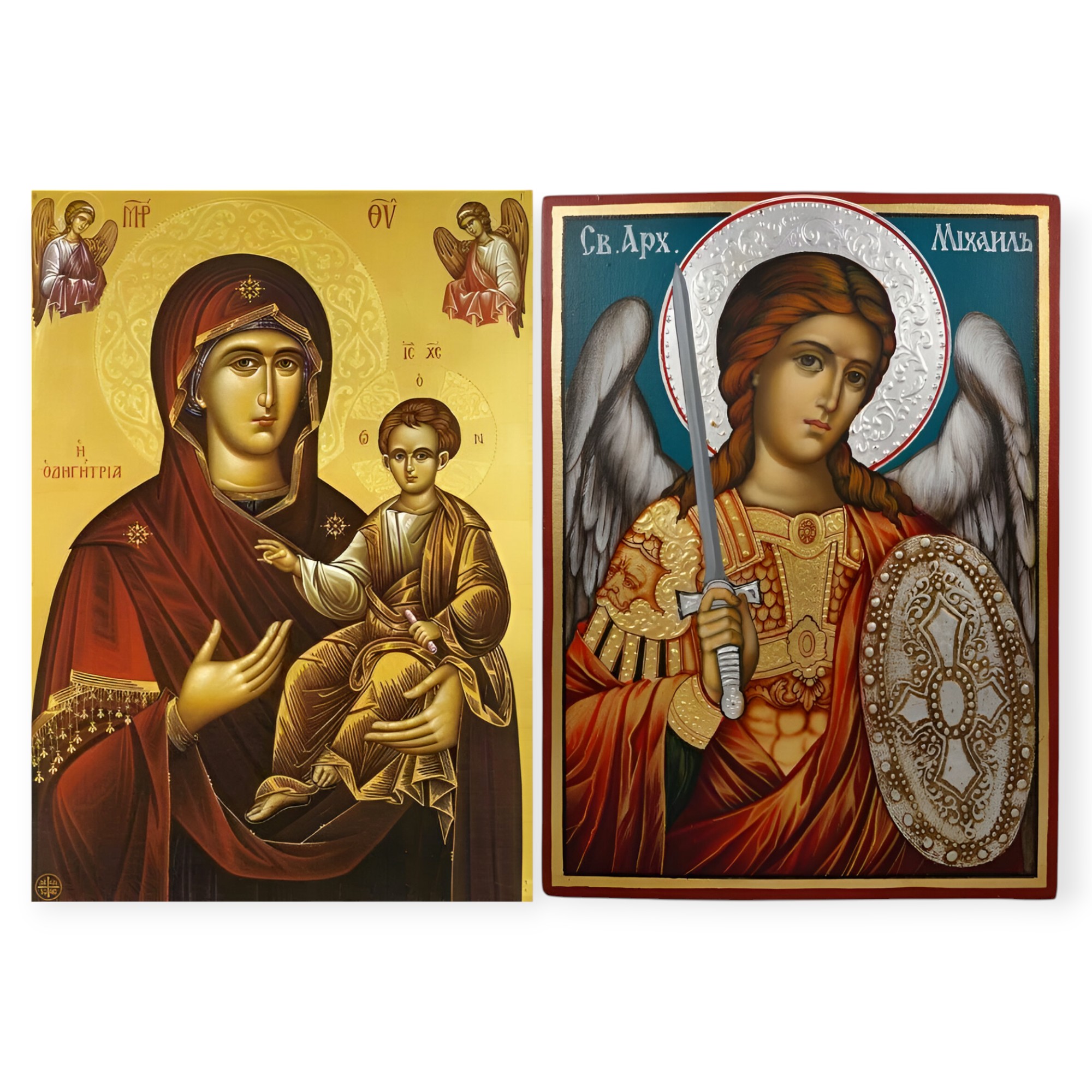 Ριζόχαρτο A3 – Παναγία Οδηγήτρια & Αρχάγγελος Μιχαήλ | Decoupage Εικόνα