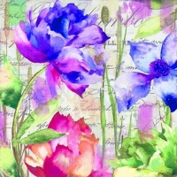 Χαρτοπετσέτες Λουλούδια Ροζ -Λιλά- Γράμματα 24x24cm