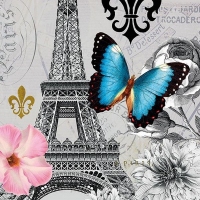 Χαρτοπετσέτα για Decoupage Παρίσι Πεταλούδα - 1 τεμ.