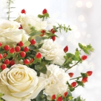 Χαρτοπετσέτες  με Χριστουγεννιάτικα Τριαντάφυλλα 33x33cm