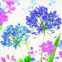 Χαρτοπετσέτες Λουλούδια Μπλε Λιλά Γαλάζια 33x33cm