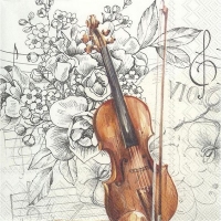 Χαρτοπετσέτα για Decoupage Βιολί Λουλούδια - 1 τεμ.